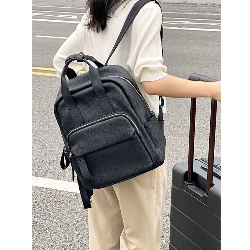 电脑包真皮背包男女通用休闲书包学生头层牛皮双肩包秋冬新款