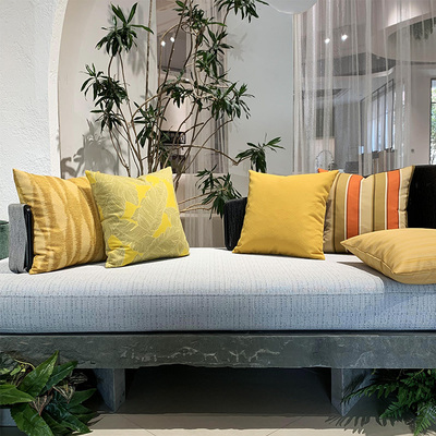 防水防晒抱枕户外庭院阳台靠垫酒店民宿别墅藤椅沙发椅子靠枕黄色