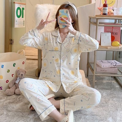 孕妇睡衣哺乳秋冬季月p子服春秋款纯棉产后产妇11月份12喂奶春夏