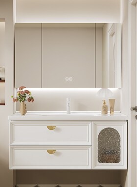 2025新款浴室柜组合陶瓷一体盆洗手脸盆柜卫生间洗漱台池现代简约