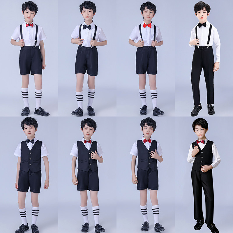 儿童男童礼服西服套装婚礼花童男孩小主持表演钢琴演出服英伦春秋