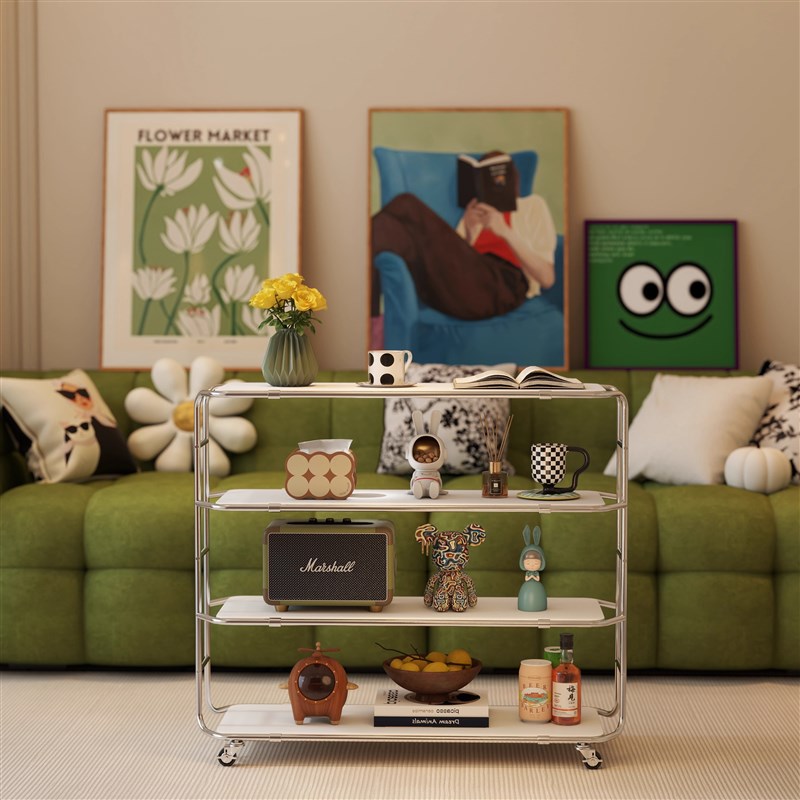 北欧餐边多层移动小推车卧室置物架鞋架客厅带滚轮推车手办展示架
