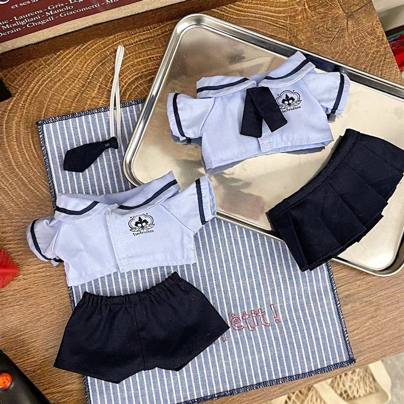 新品10cm20cm娃衣可爱泰式校服D套装棉花娃娃换装无属性学院风娃