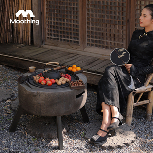 牧行户外庭院烤火j炉围炉煮茶套装炭烤烧烤桌家用电烤炉氧化镁取