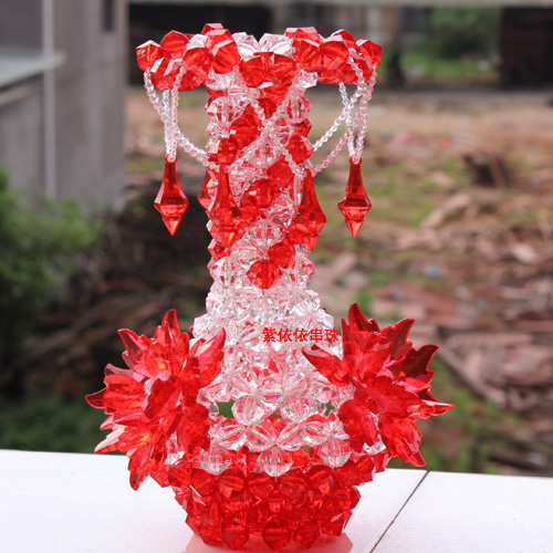 DIY珠子手工串珠吊坠花瓶材料包 编织工艺品 家居客厅装饰品摆件