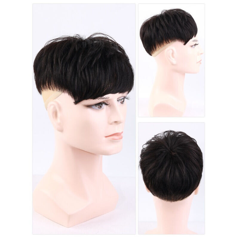 定制假发男短发纹理烫男士假发帅气韩版假头发自然蓬松真发头顶补