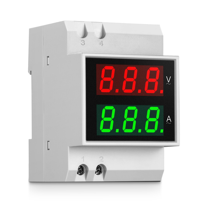 希崖交流电流表 电压表 数显22A0V 双显电N流电压表 导轨式单相数