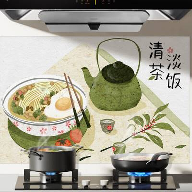 厨房防油贴纸瓷砖耐高温防水墙壁装饰自粘灶台面保护膜可撕式壁纸