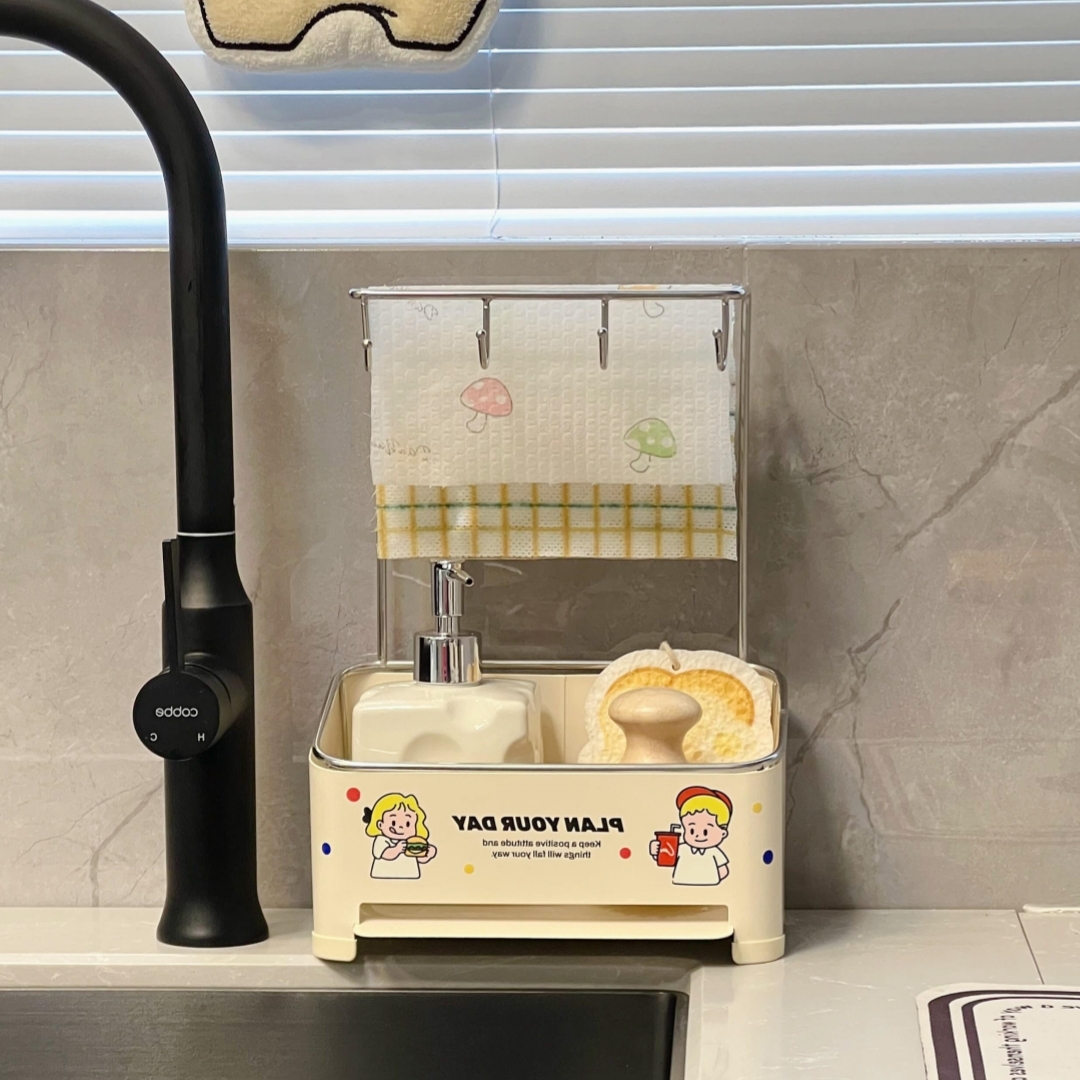 云品楠山洗碗池抹布架厨房沥水海绵架刷碗海绵洗碗布收纳置物架