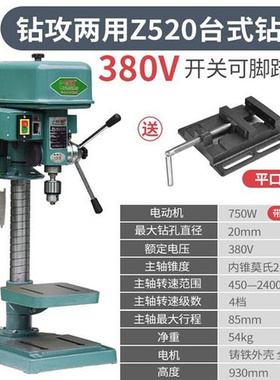 工业级钻铣一体台钻家Wp用小型220V750W电机大功率多功能台钻工业