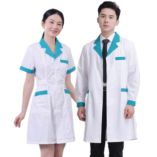 药店工作服女薄款短袖药房白大褂长袖美容院牙科口腔诊所白大衣