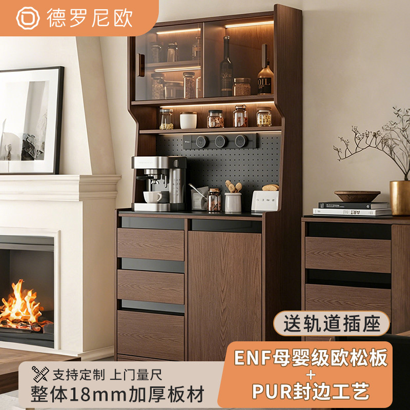 德罗尼欧复古实木餐边柜中古风图片