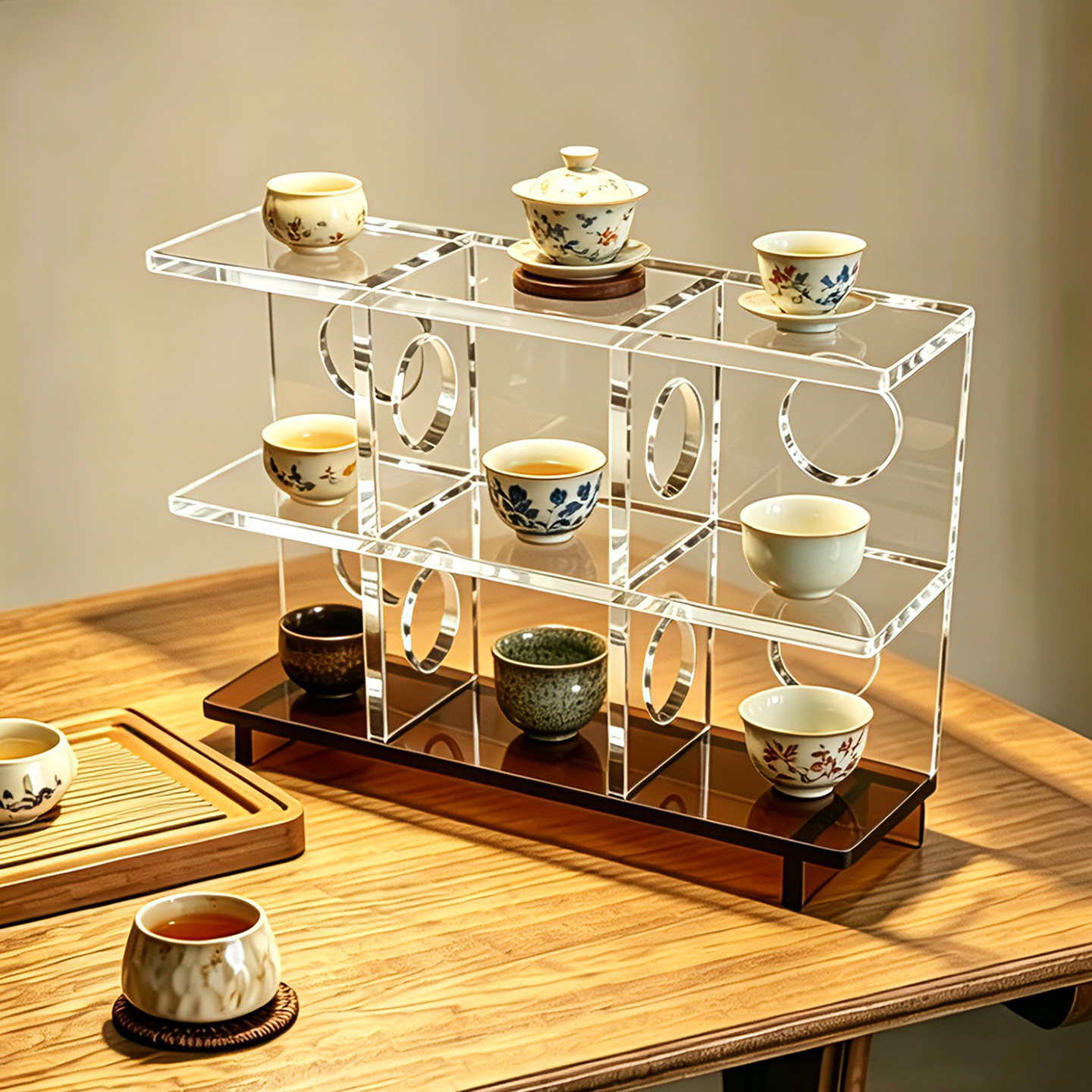 茶杯架亚克力茶具茶壶收纳置物架桌面博古架多宝格透明陈列展示架