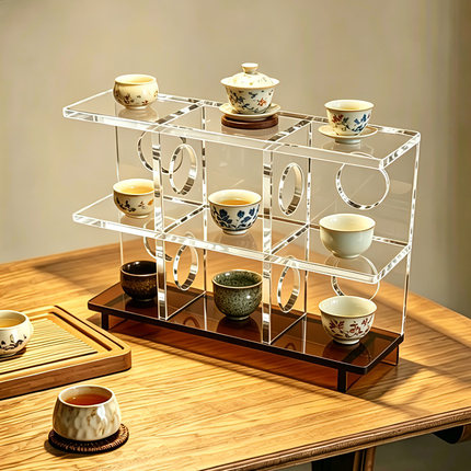 茶杯架亚克力茶具茶壶收纳置物架桌面博古架多宝格透明陈列展示架