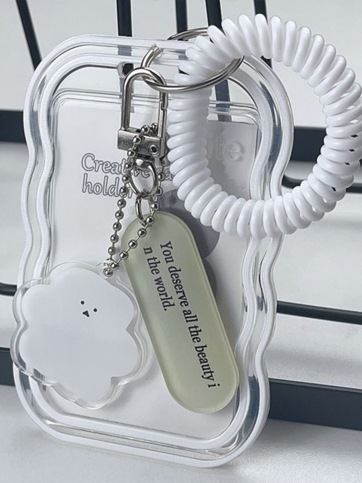 INS TRANSPARENT CARD SET STUDENT BUS CAMPUS MEAL CARD CHASING STARS 3 INCH POLAROID LITTLE RED BOOK SPRING PENDANT KEY CHAIN