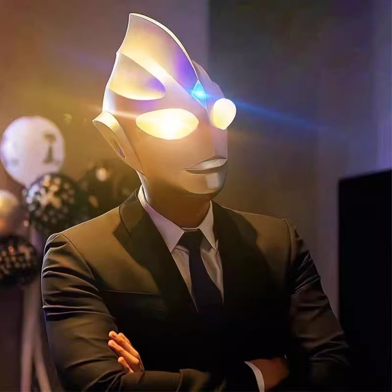 D迪迦奥特触摸发光头套儿童可穿戴超人全脸头盔面具变身器玩具