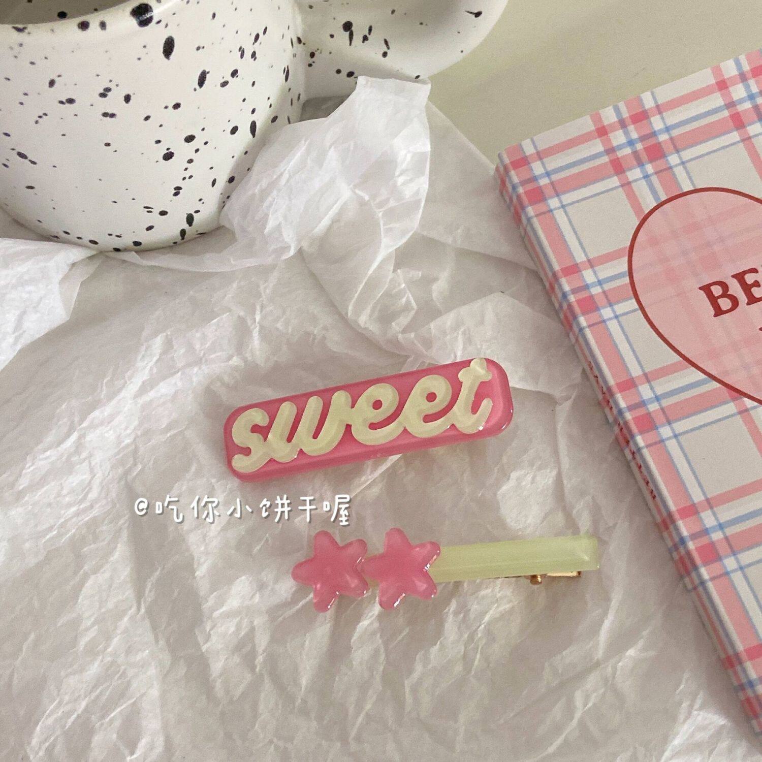 糖果甜心sweet趣味半透明亚克力发夹日常夏天清新少女心甜妹发卡