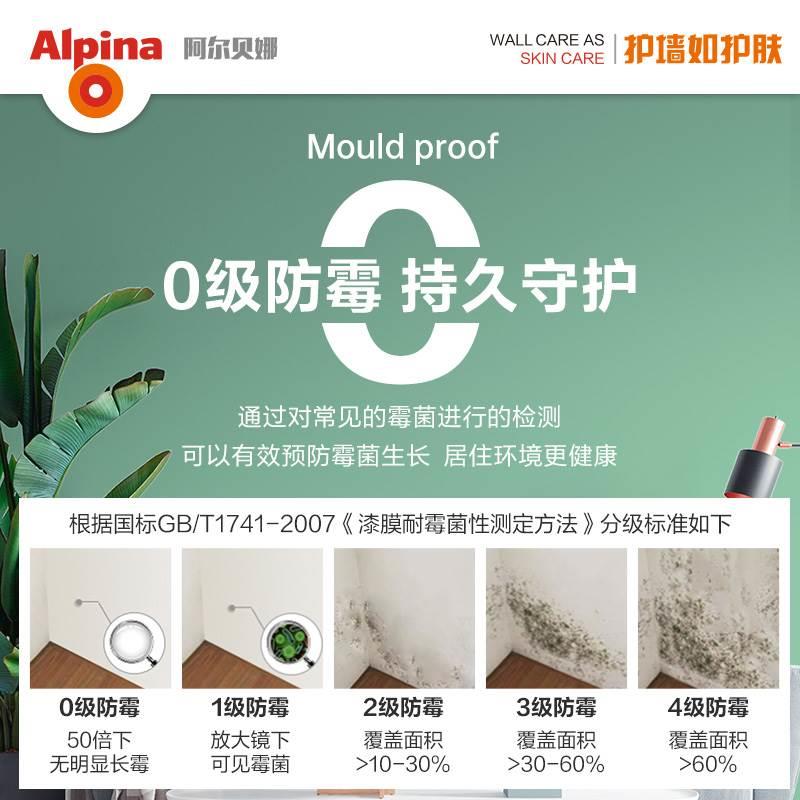 Alpina阿尔贝娜防霉抗菌荷叶漆易清洁无添加室内墙家用环保乳胶漆 基础建材 内墙乳胶漆 原图主图