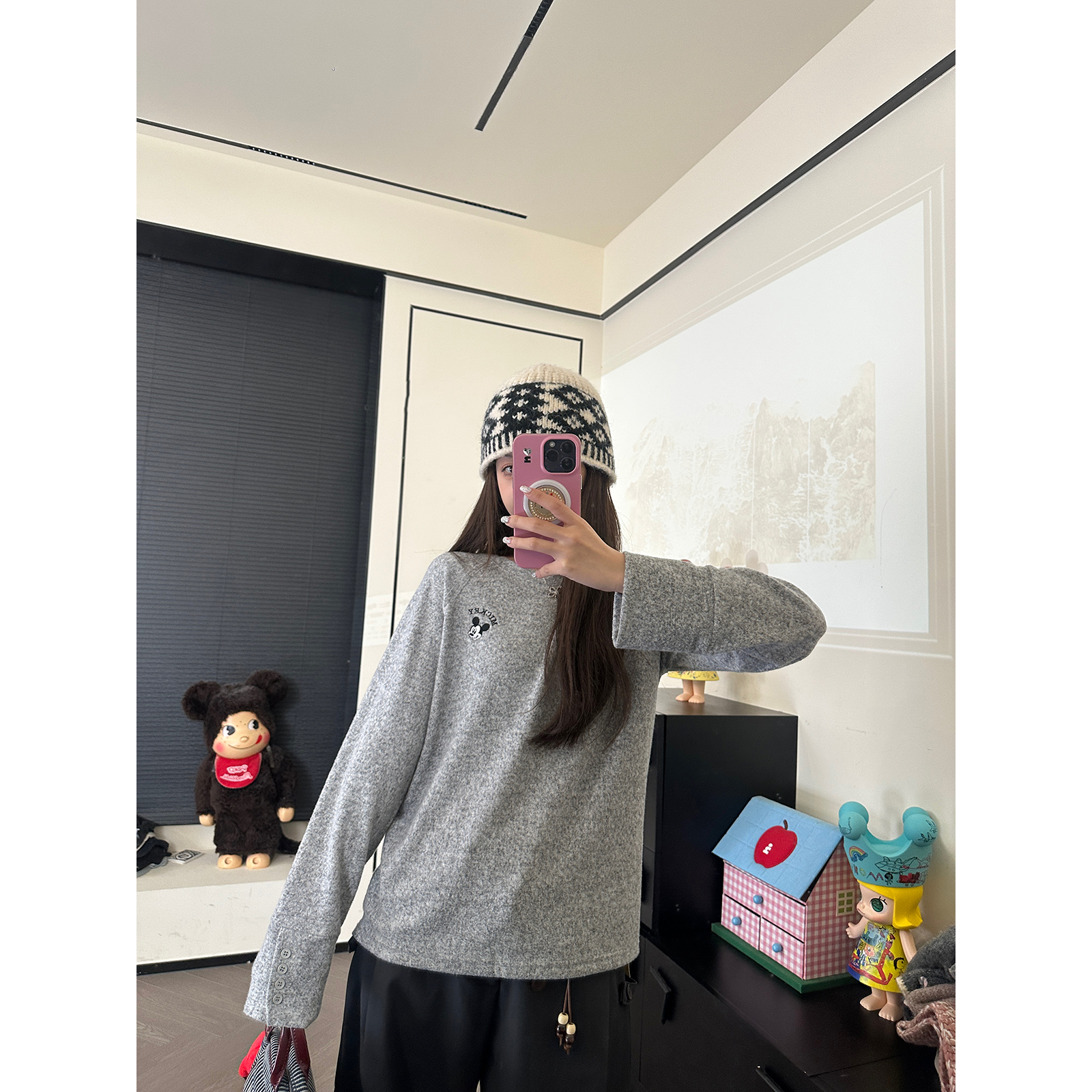 CHACHA【棉云】休闲时尚百搭米奇刺绣T恤