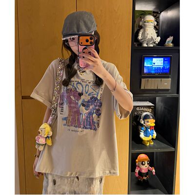 CHACHA【趣购一夏】休闲时尚百搭卡通小狗印花T恤