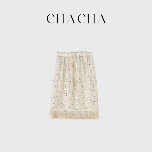 CHACHA【印花半裙】休闲时尚百搭面料印花双层花边半裙