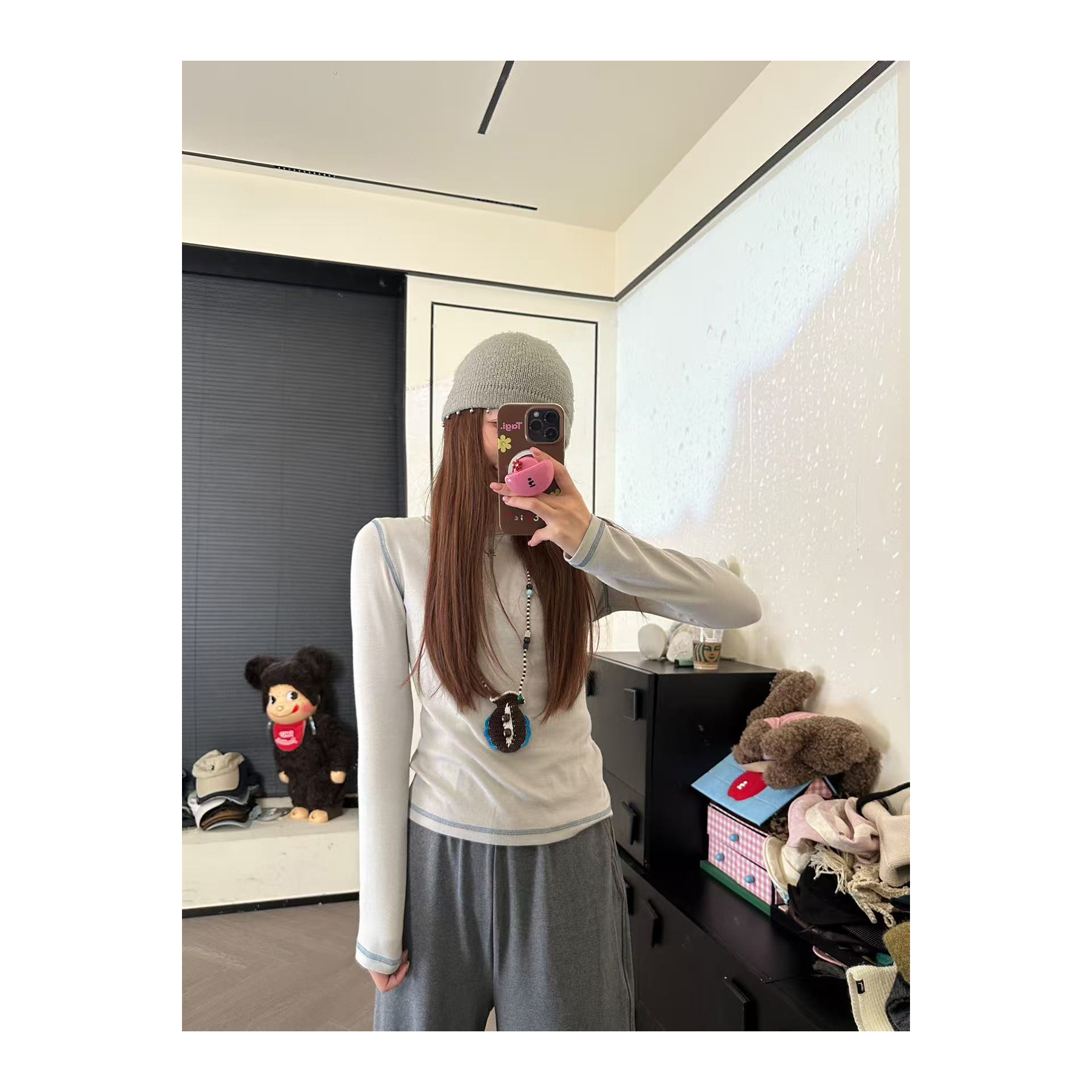 CHACHA【花雾】休闲时尚百搭圆领打底T恤