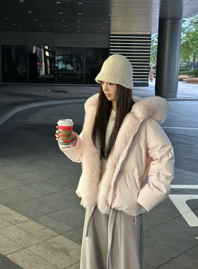 CHACHA【大毛领羽绒服】休闲时尚百搭狐狸毛领90白鸭绒羽绒服