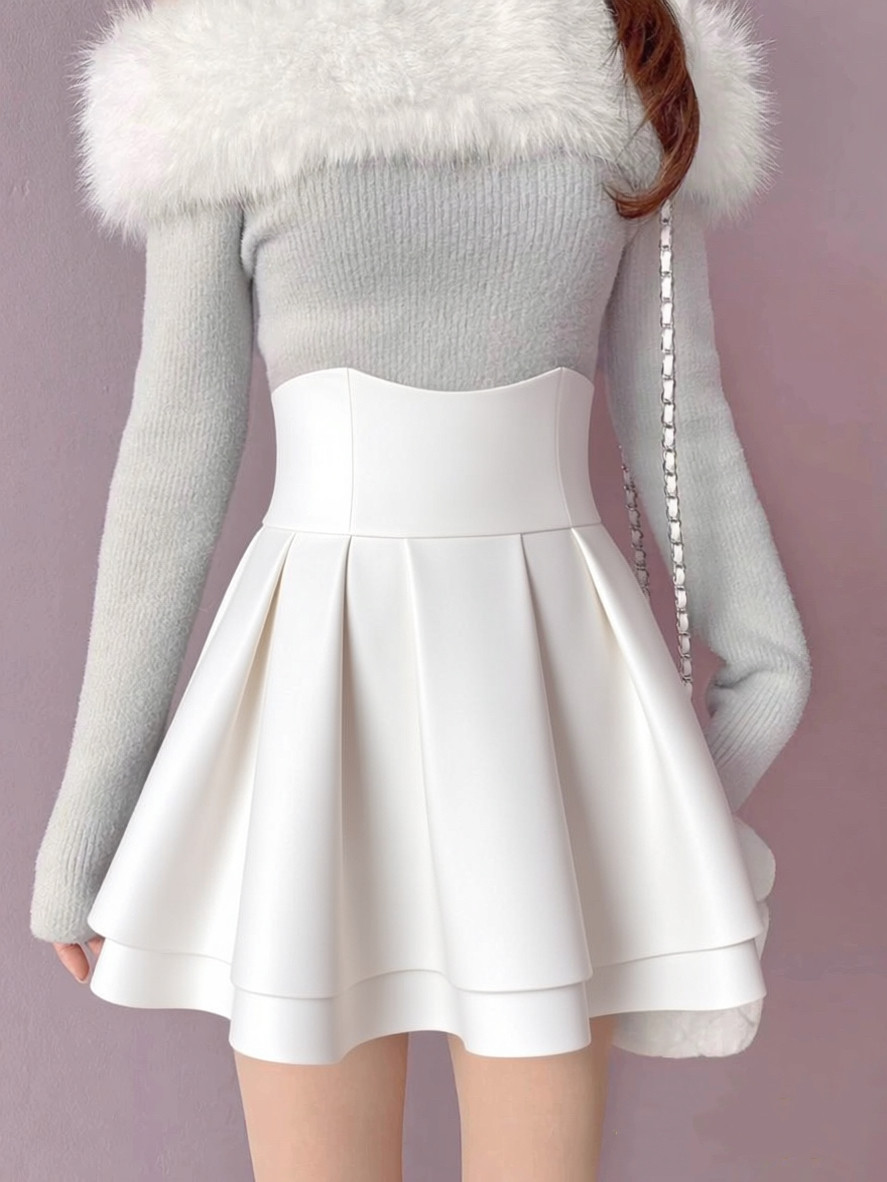 thumbnail for Japanese Harajuku-style macaron skirt, sweet girl curvature waist skirt, slim and leg-length, puffy A-line skirt