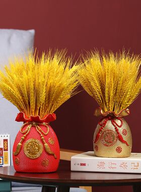 黄金麦穗客厅摆件电视柜装饰品花瓶插花大麦干花轻奢高端大气招财
