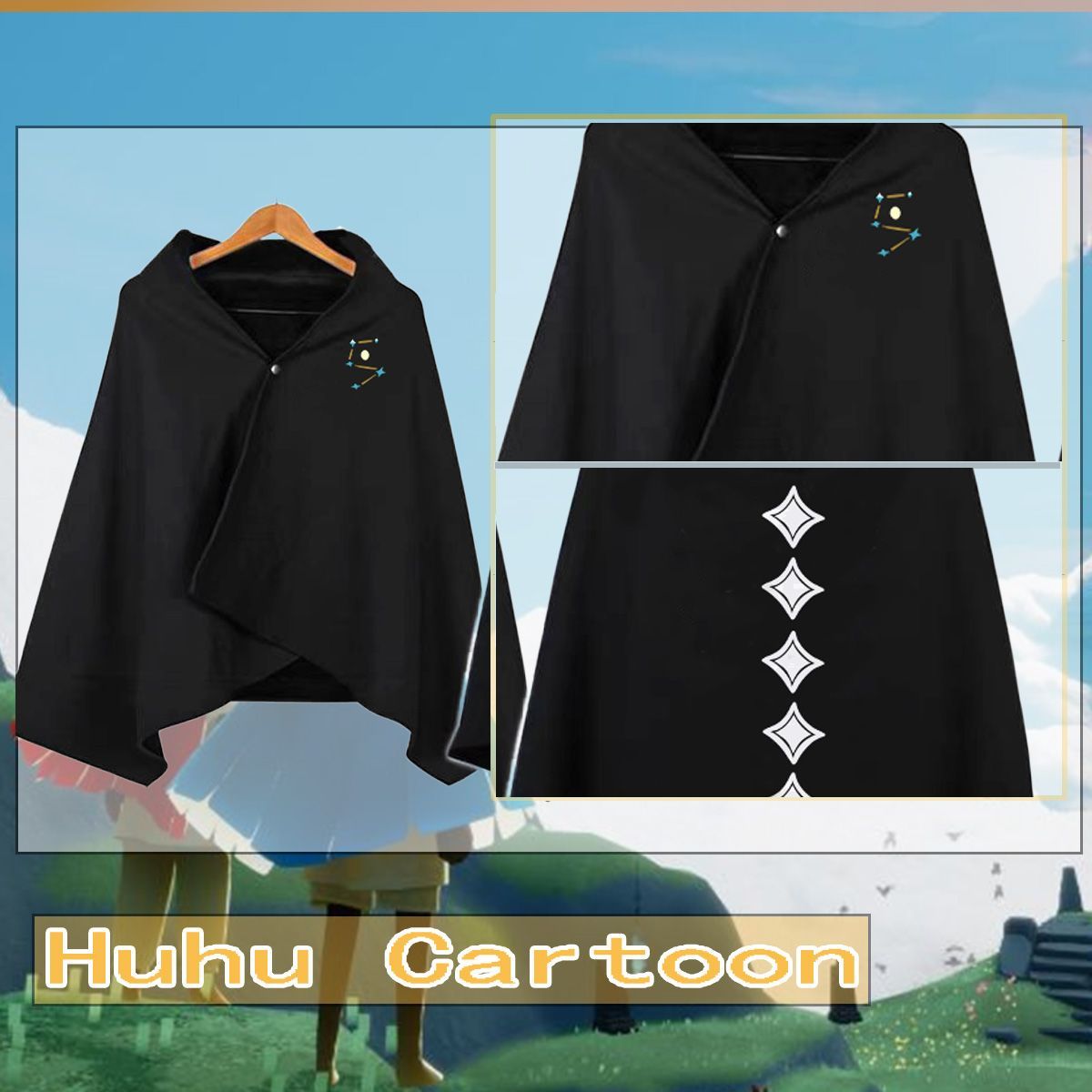 动漫二次元光遇cos披风带帽 休闲时尚保暖披肩午睡毯周边爆款披肩