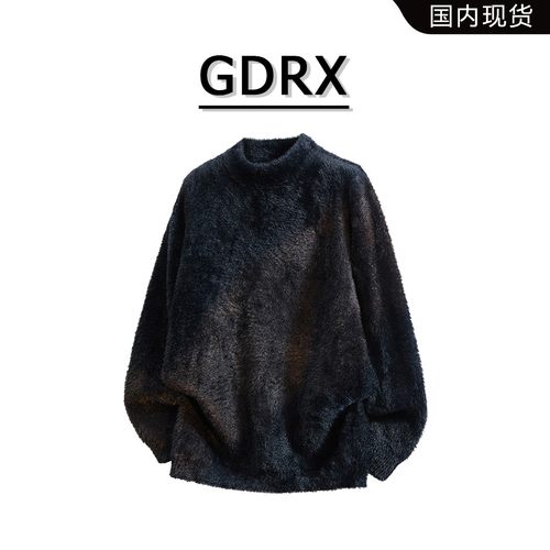 GDRX纯色极简风男装毛衣2025秋冬季休闲宽松百搭韩系男款针织上衣