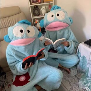 小丑鱼睡衣女通可爱珊瑚绒连体冬季新大头鱼家居服小鱼儿睡袍