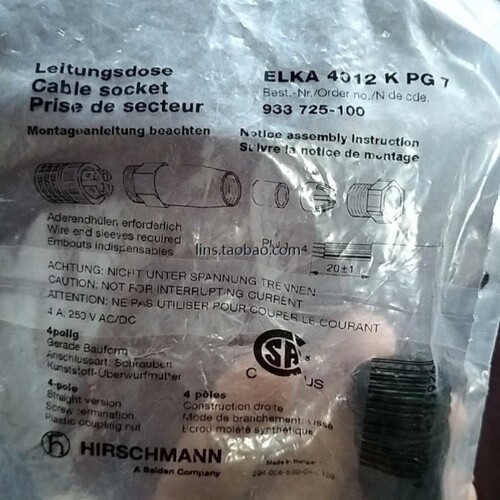 【议价】连接器赫斯曼 HIRSCHMANN 连接器 ELST 4012 K PG 7。933