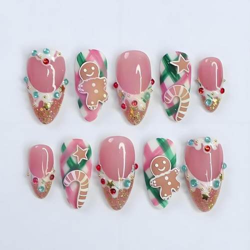 圣诞穿戴甲成品假指甲Christmas