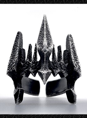 适用泰莉复古黑暗先锋典藏泰银黑暗之冠哥特王冠戒指潮男个a1903