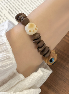 适用十里间【小猫】木质松紧可爱小清新卡通减龄手串手链a2144