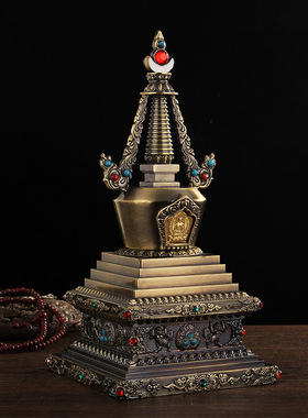 适用菩提塔多规格21cm金色青铜色修行法器菩提镀金镶宝石舍a2706