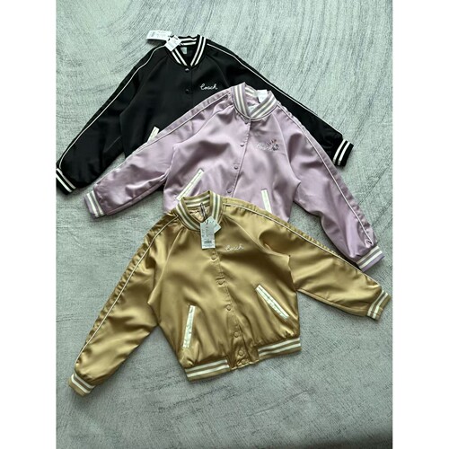 适用2025夏秋新款双面条纹单排扣棒球领插肩长袖女款夹克外a0198