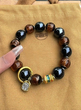 适用直发古法金沙香灰瓷琉璃手串朱砂古法流通雍福手链a2159