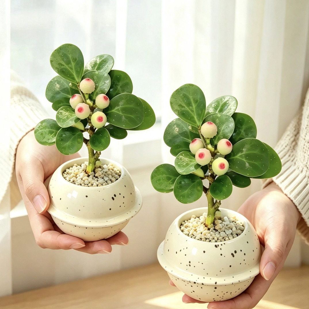 菩提树盆景小盼菩提盆栽中式复古小盆栽室内观果绿植创意微盆好养