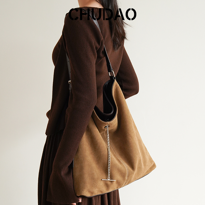 麂皮托特包女大容量单肩腋下包