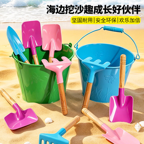儿童沙滩戏水挖沙铁桶铲套装