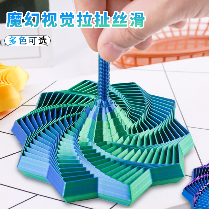 3D打印八边形六边形多边形手柄螺旋塔魔幻几何立体旋转解压小玩具