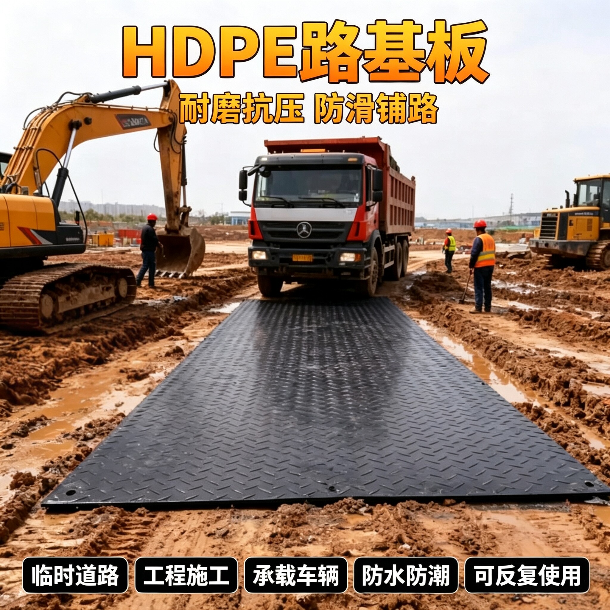聚乙烯铺防滑承重HDPE路基板图片