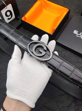 头层牛皮男士自动扣皮带G扣鳄鱼纹腰带真皮百搭大牌高档网红裤带