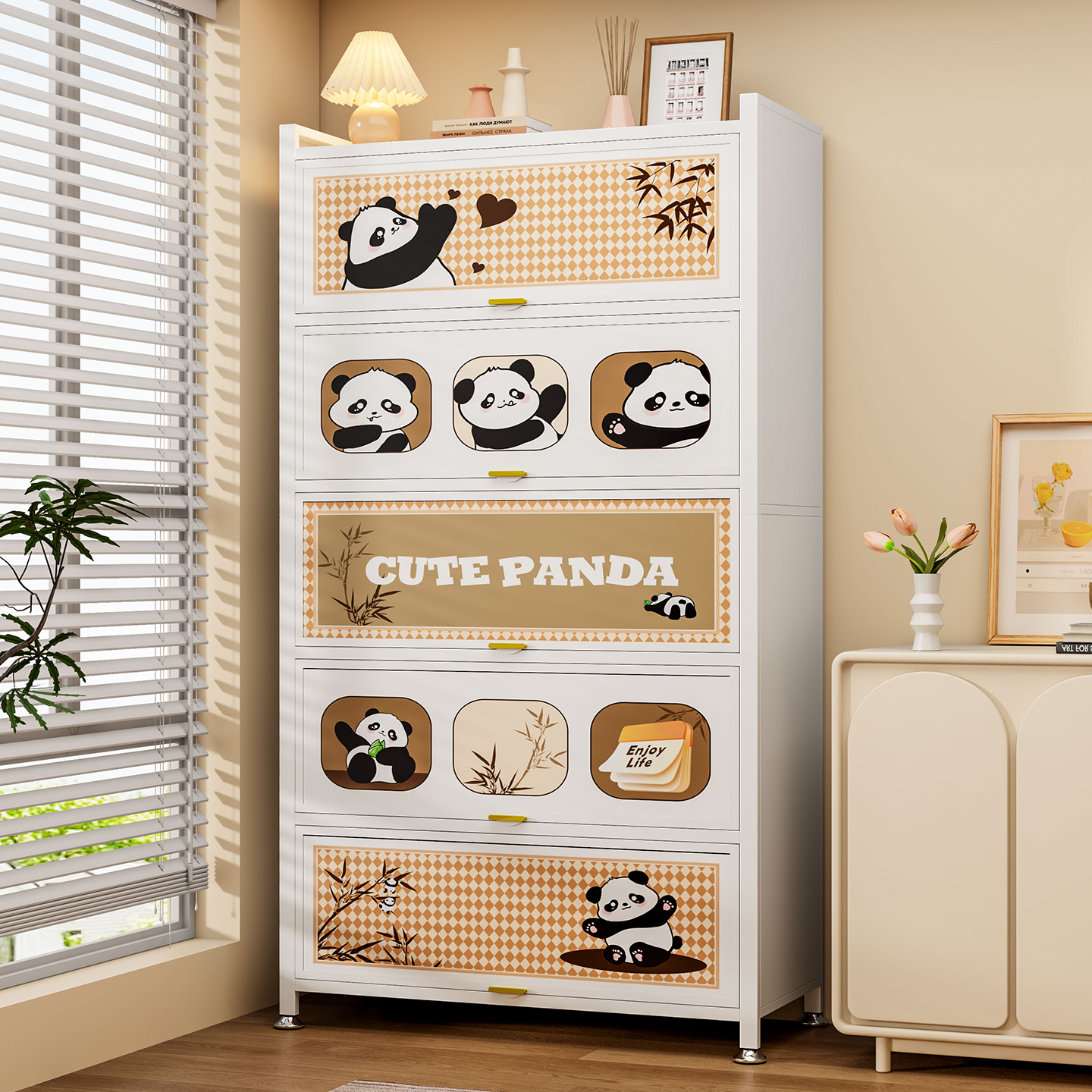 书柜带门防尘儿童书架落地家用简易多层铁艺置物柜展示储物收纳柜