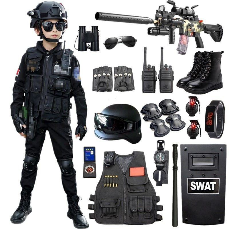 儿童男女孩特种兵仿真户外特警装备小警察套装黑猫警长帽子玩具枪