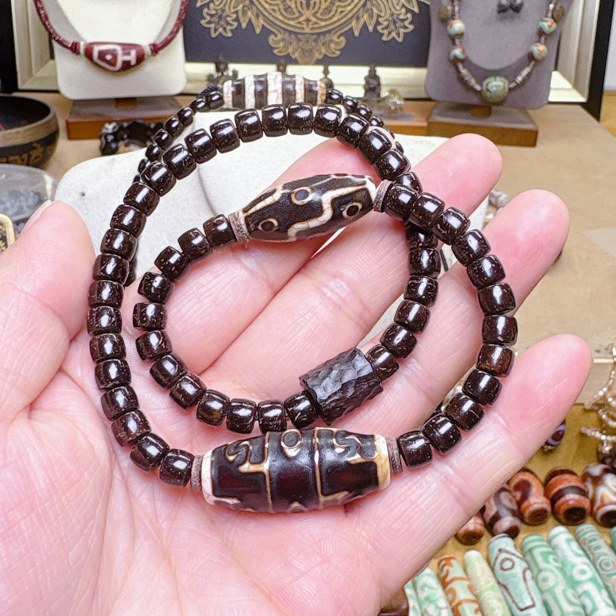 台湾老料火供龙纹莲师法器九眼七眼线珠宝瓶天地药师珠椰蒂款套装