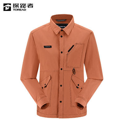 探路者春秋男式翻领徒步外套速干衬衫长袖衬衣TAEEAM81206