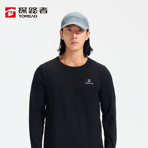 探路者长袖T恤男26秋冬户外弹力圆领徒步休闲TAJJAO91201/92202
